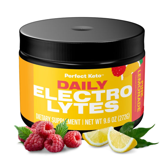 Perfect Keto Electrolytes Pink Lemonade pour into glass for refreshing hydration