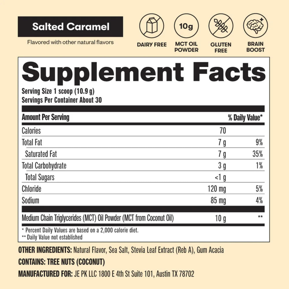 Measuring spoon with Perfect Keto MCT powder for easy prep.