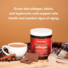 Perfect Keto beauty sleep support scene with a glass of chocolate drink.