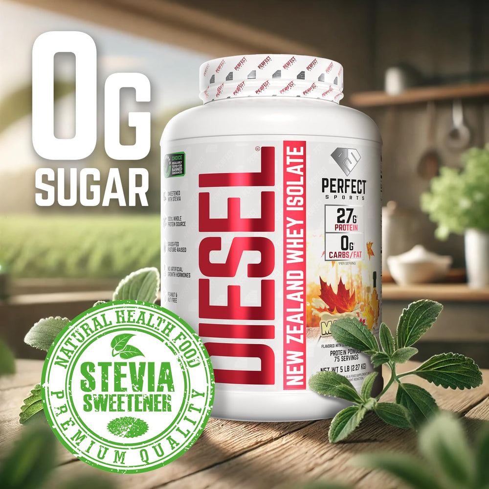 Diesel whey protein isolate in shaker cup demonstrates smooth, lump-free mixability