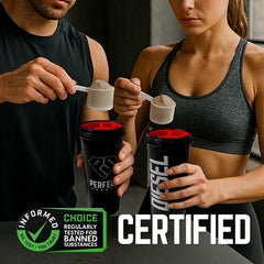 PERFECT SPORTS Diesel New Zealand whey protein isolate tub highlights premium grass-fed dairy.