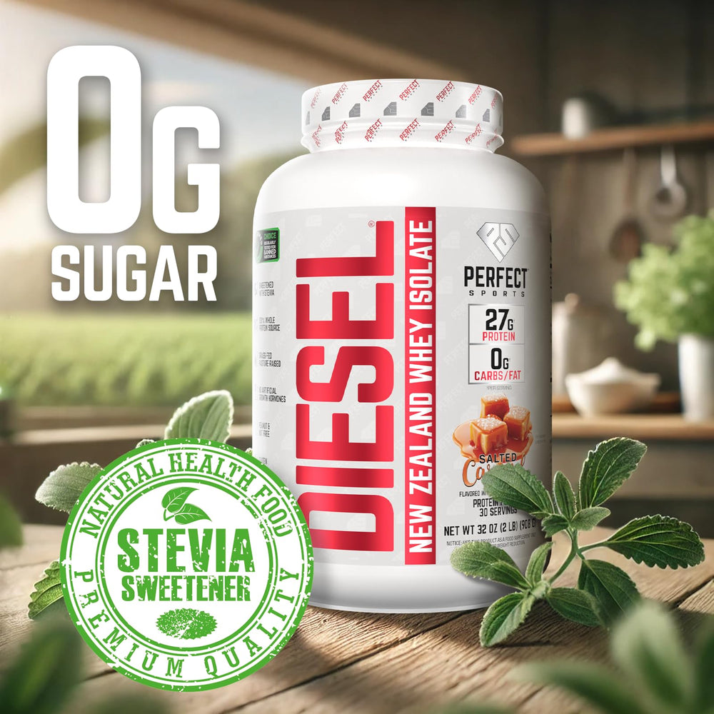 2 lb tub demonstrates keto-friendly protein with 0g carb and 0g fat