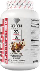 Diesel NZ whey isolate powder close-up, easy-mix formula for quick shakes