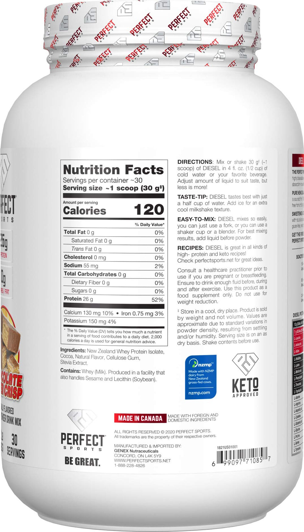 Perfect Sports Diesel whey isolate shaker showing smooth mix in action