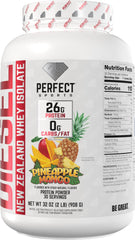 Perfect Sports Diesel nutrition panel close-up highlighting low lactose for easy digestion