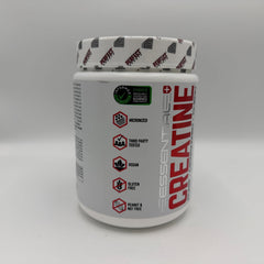 PERFECT SPORTS Essential Creatine ingredient panel points to USP-grade creatine monohydrate.