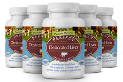 Perfect Supplements desiccated liver bottle — rich protein source for daily energy and iron.