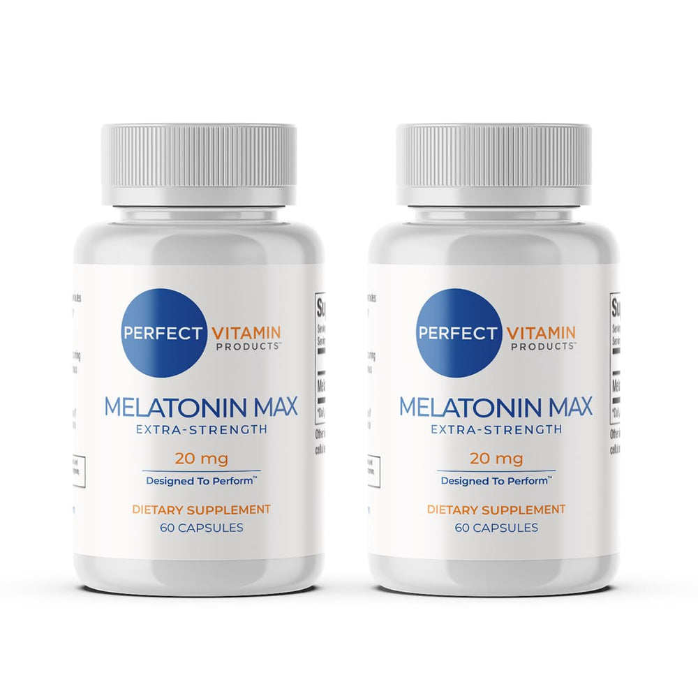 Perfect Vitamin Products melatonin 20mg bottle close-up for sleep support