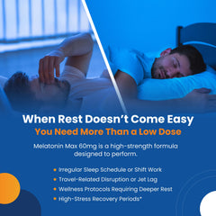 Perfect Vitamin Melatonin MAX 60mg capsule closeup shows easy-to-swallow design
