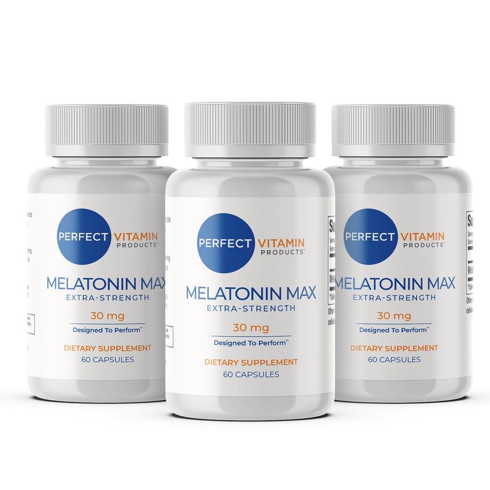 Perfect Vitamin Melatonin Max capsule closeup for nighttime routine support