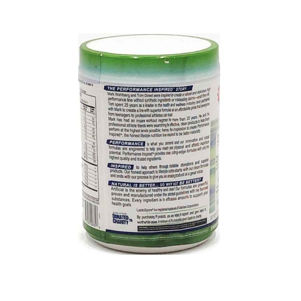 Performance Inspired ingredient list emphasizes probiotic and fiber-rich formula.