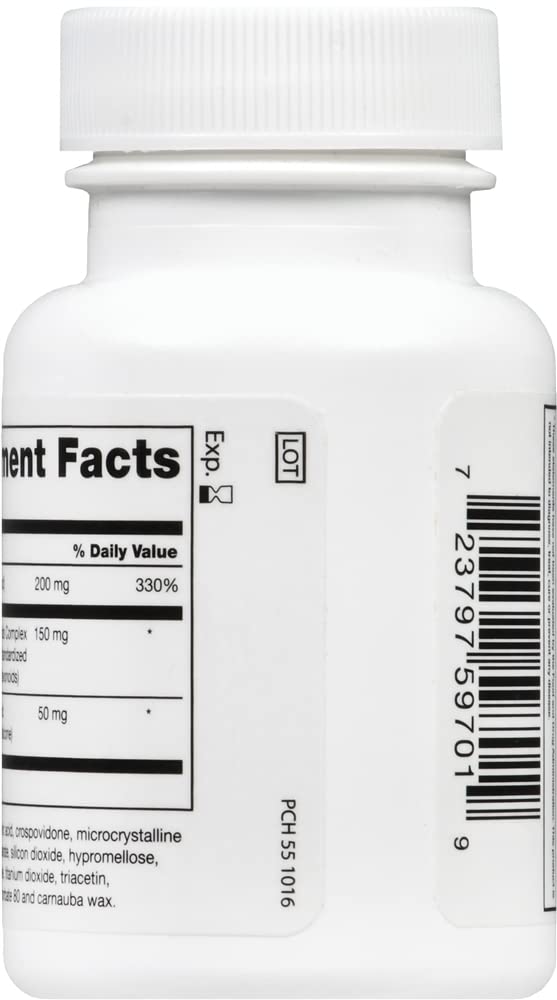 Peridin-C supplement facts panel with 200 mg vitamin C per tablet.