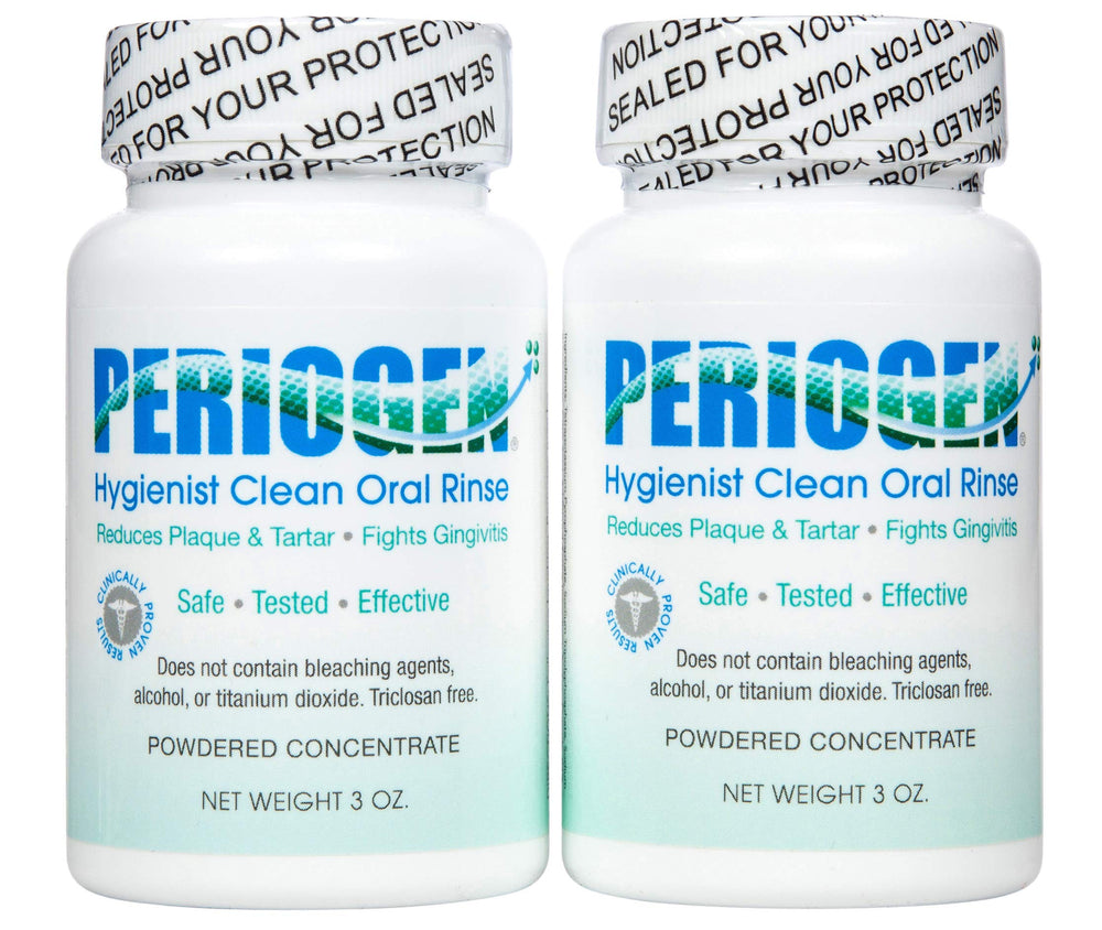 Periogen oral rinse bottle pour supports tartar control in daily use
