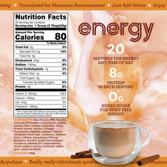 Perk Energy Horchata stirred in a glass, ready to enjoy anytime