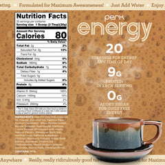 Perk Energy Tan Mocha Latte cup ready for a creamy latte experience.