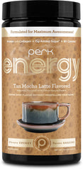 Perk Energy Tan Mocha Latte packet for on-the-go protein boost.