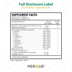 PERQUE Digesta Guard Forte ingredient panel with vitamins and probiotics