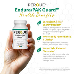 PERQUE Endura/Pak Guard capsules close-up showing pill form for muscle support