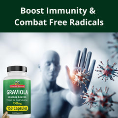 Peruvian Naturals Graviola capsules being poured for convenient daily dosing