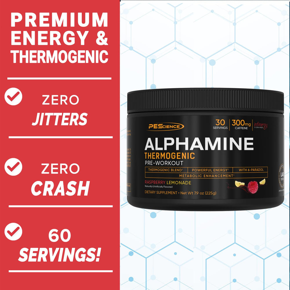 PEScience Alphamine mixing in glass shows refreshing Raspberry Lemonade flavor.