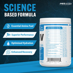 Scoop of PEScience Amino IV powder for fast-absorbing BCAA and EAA support
