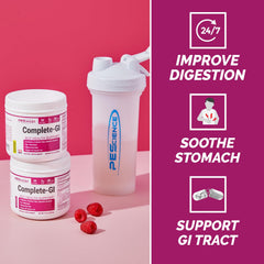 PEScience Complete-GI powder texture displaying smooth, unflavored mix for easy blending.
