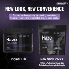 PEScience Haze Sleep Powder label with clear, melatonin-free ingredients