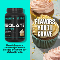 PEScience Isolate vanilla cupcake serving scoop showing easy mixability