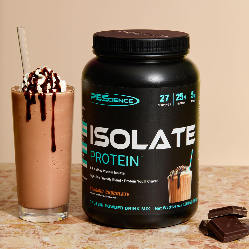 Pouring PEScience Isolate into a shake bottle for convenient mixing
