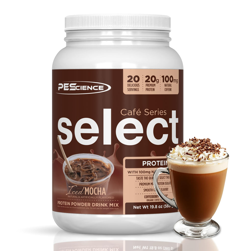 PEScience Select Cafe iced mocha pour with creamy texture and energy boost.