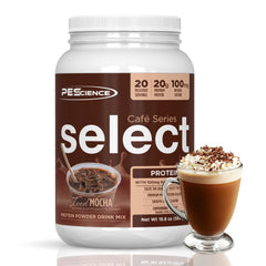 PEScience Select Cafe iced mocha pour with creamy texture and energy boost.