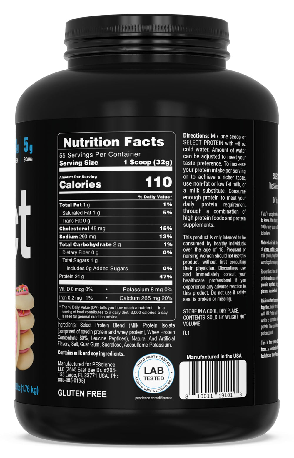 Front tub label shows gluten-free and keto-friendly features.