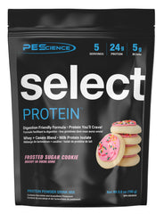 PEScience Select Protein nutrition label image communicates 24 g protein per serving.
