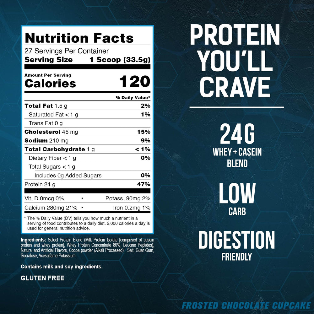 PEScience Select Protein Powder canister close-up highlighting clean ingredients