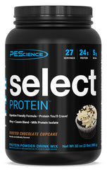PEScience Select Protein Powder canister front showing a high-protein shake option