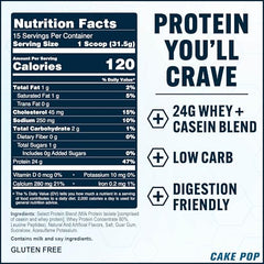 PEScience Select Protein tub side panel highlights low carb and gluten-free formula.