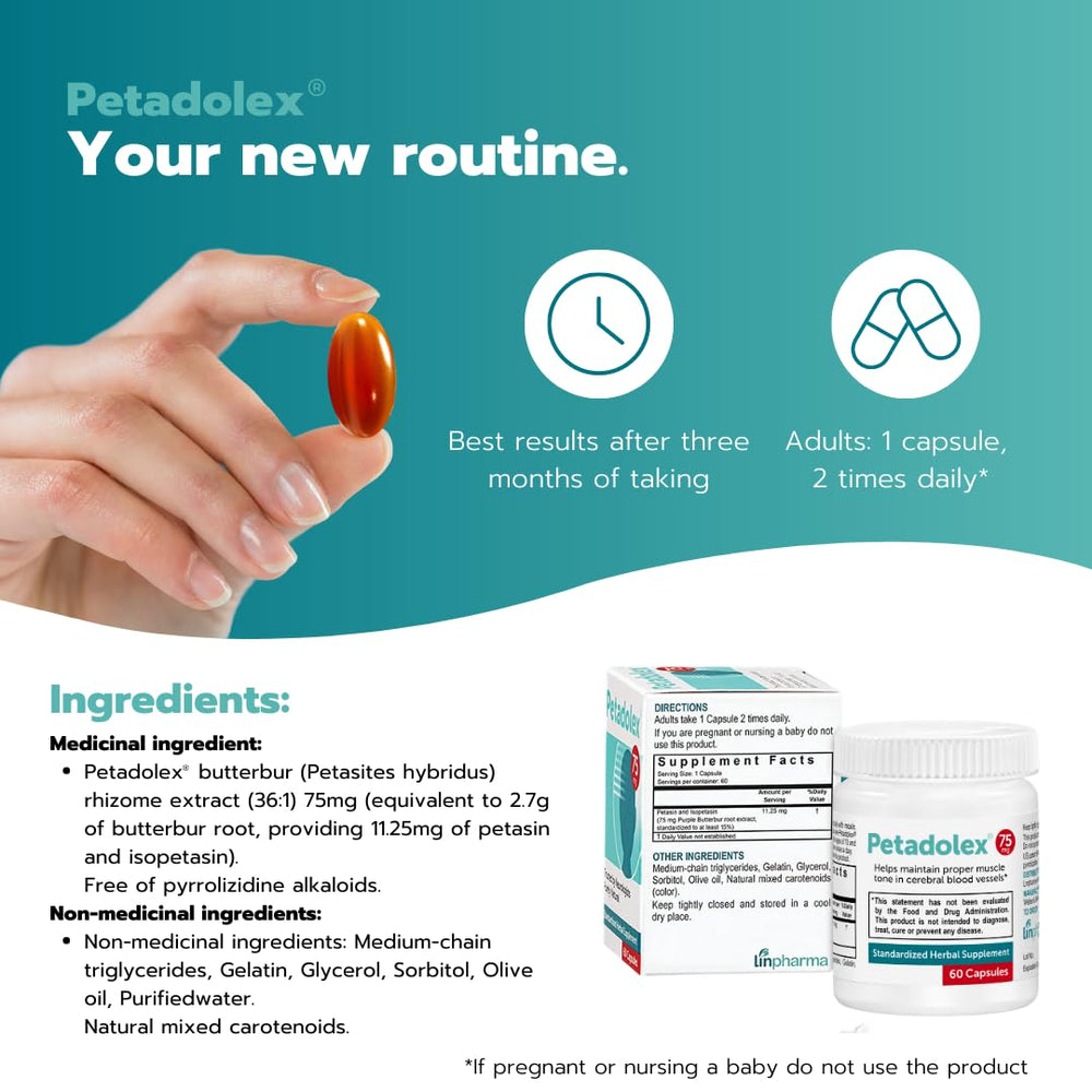 Petadolex Linpharma packaging box reflects German quality standards.