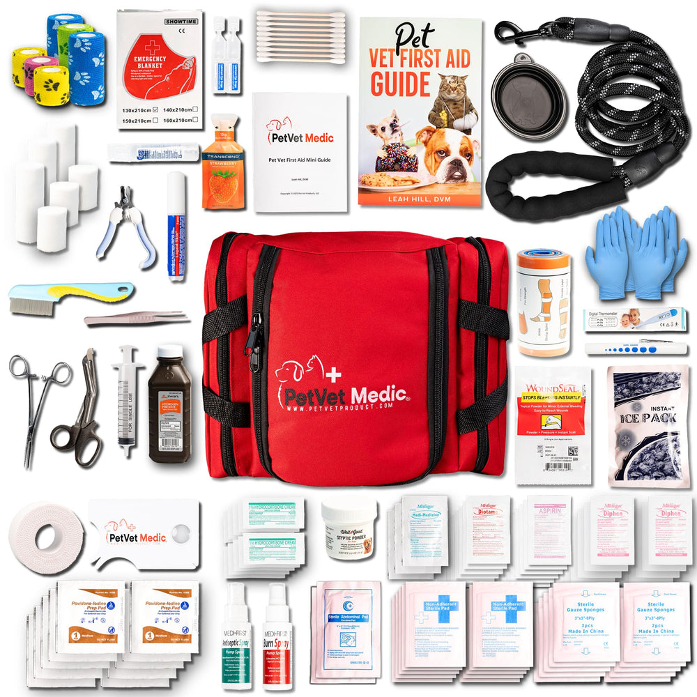 PetVet Medic first aid kit in travel bag for quick access during walks or trips.