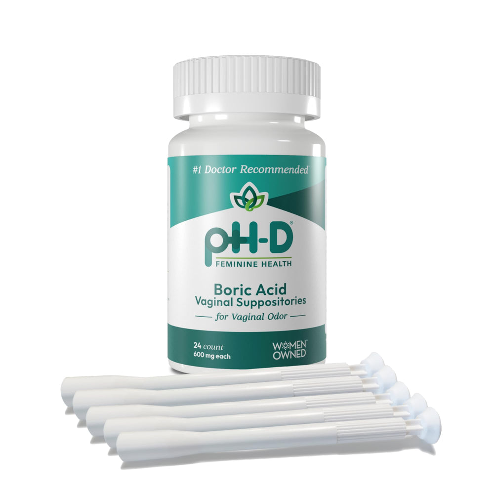 ph-D boric acid suppositories 24 count for convenient at home feminine health support