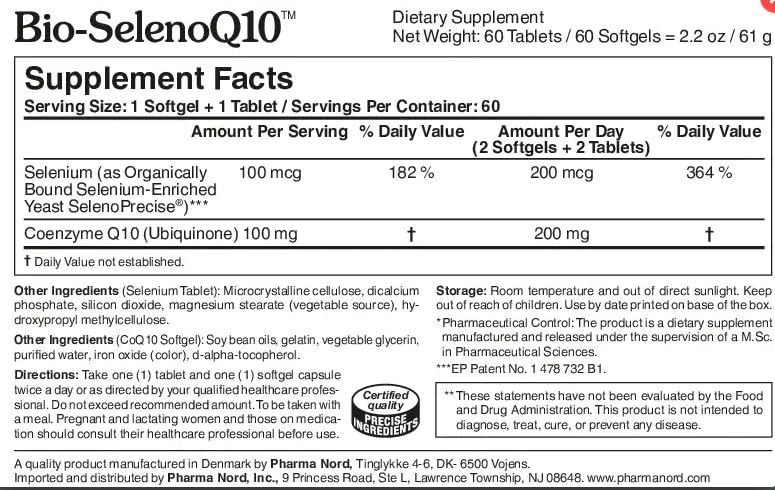 Pharma Nord Bio-SelenoQ10 CoQ10 ingredients close-up highlighting absorption