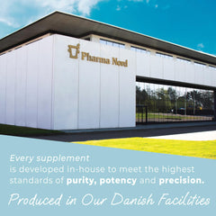 Pharma Nord Bio-Ubiquinol packaging display highlighting Danish standards