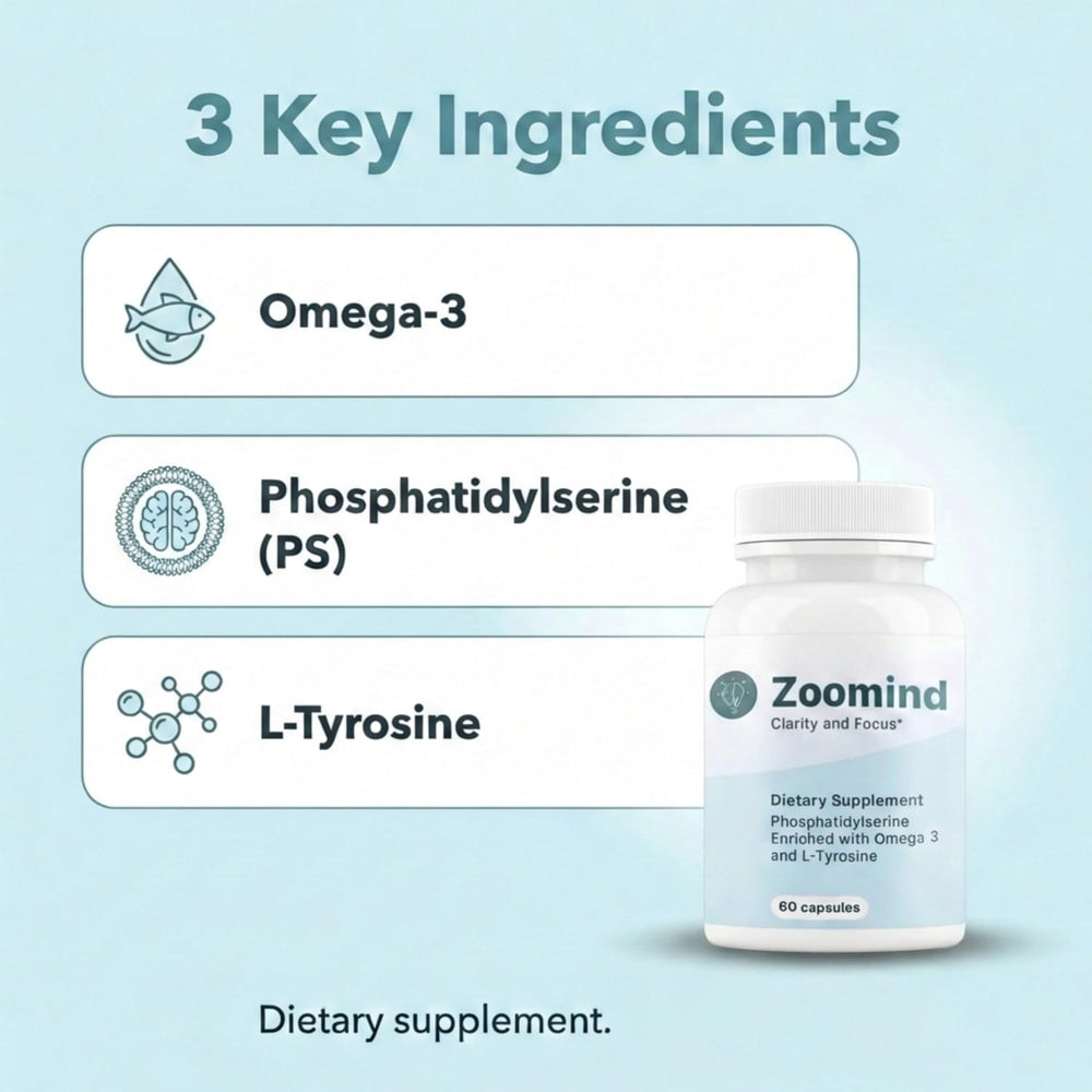 PHARMA SHAUL Zoomind capsules close-up for omega-3 and PS support.