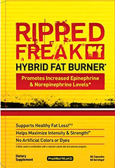 Pharmafreak Ripped Freak capsules inside bottle indicating energy for workouts