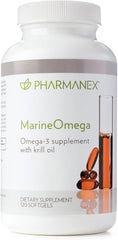 Pharmanex Marine Omega softgels in bottle for daily heart and brain support