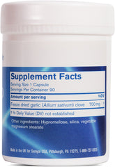 Pharmax Garlic Freeze Dried capsules close-up in 90-count bottle for lipid support