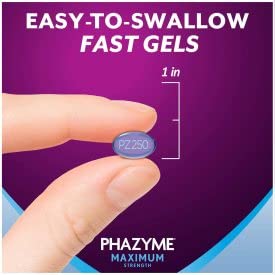 Phazyme bottle with label highlights 250 mg dosage.