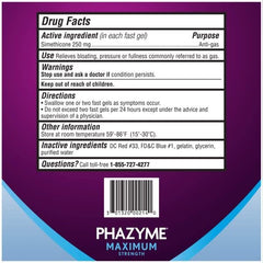 Phazyme bottle opening and pour shot highlighting convenient use anytime.