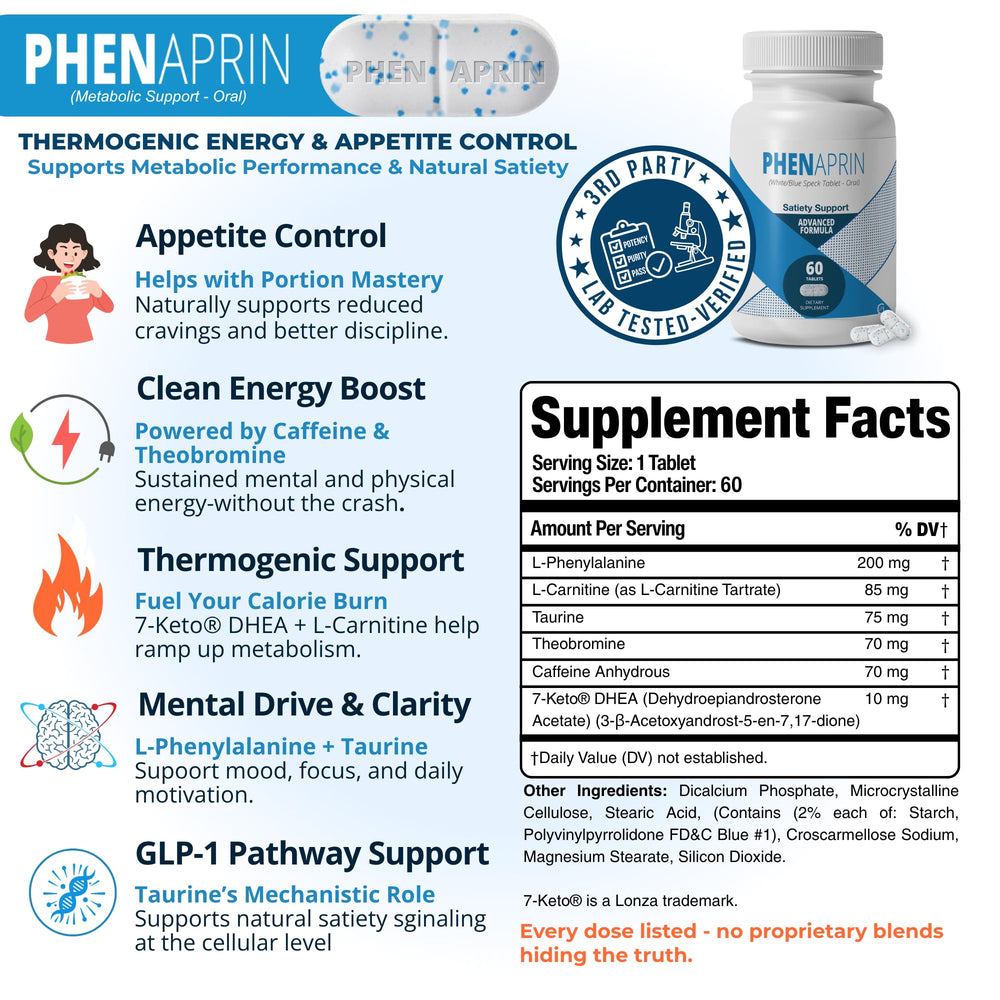 PhenAprin 2-pack pills closeup highlighting compact capsules for on-the-go energy