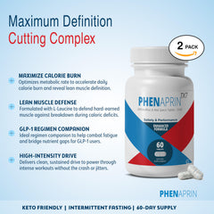 PhenAprin TX7 bottle label with supplement details and GMP seal.