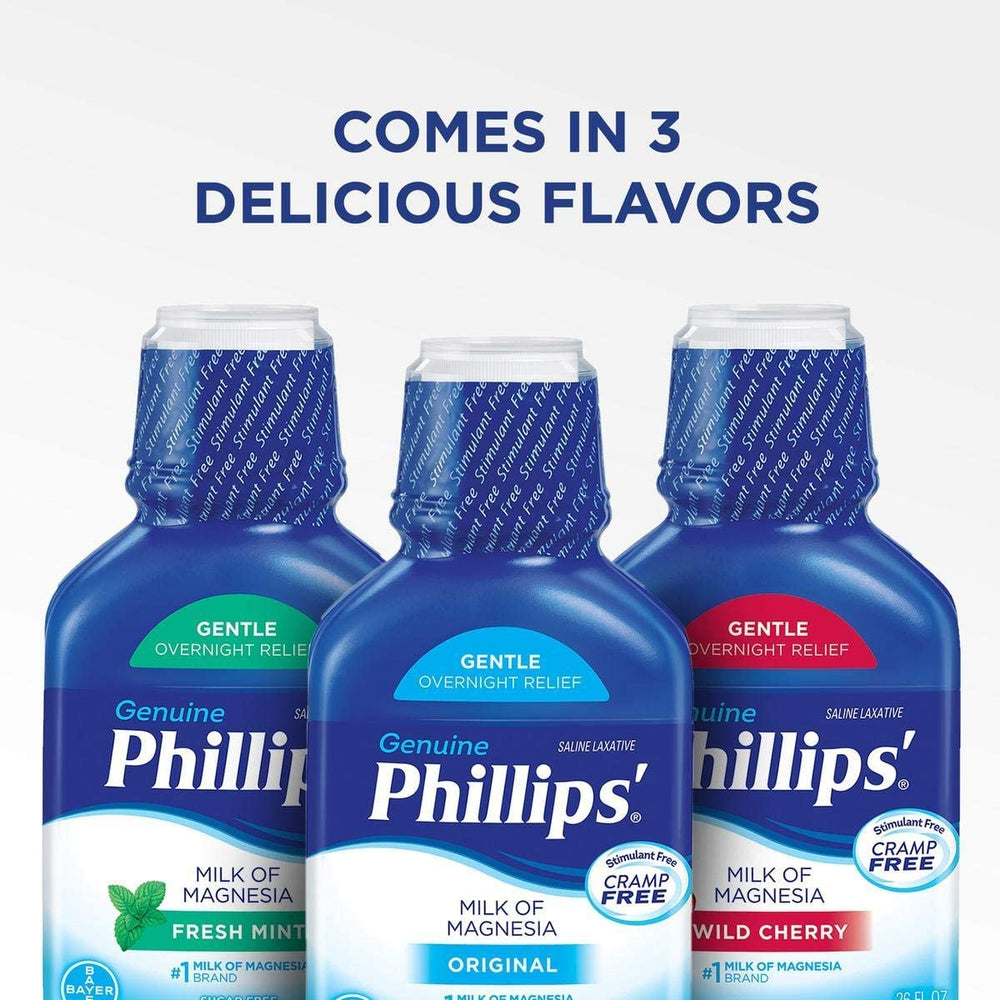Phillips' Milk of Magnesia label closeup emphasizing trusted brand heritage